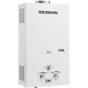 Living and Home 10L 20KW Outdoor Instant Gas Water Heater with Shower Head in White White Living and Home 10L 20KW Outdoor Instant Gas Water Heater with Shower Head in White White
