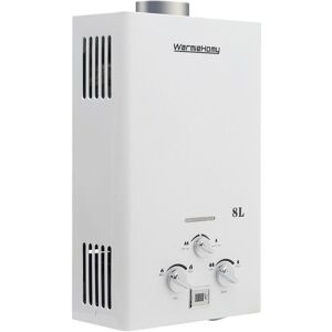 Living and Home 8L 16KW Outdoor Instant Gas Water Heater with Shower Head in White White Living and Home 8L 16KW Outdoor Instant Gas Water Heater with Shower Head in White White