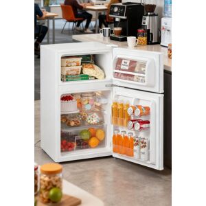 Living and Home 87L 2-Section Fridge Freezer Refrigerator with Light, Removable Shelves, Drawer, Adjustable Thermostat in White White Living and Home 87L 2-Section Fridge Freezer Refrigerator with Light, Removable Shelves, Drawer, Adjustable Thermostat in White White