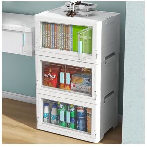 H&O Direct Set of 3 PP Collapsible Stackable Storage Boxes with Upper Lid & Transparent Front Door in White White H&O Direct Set of 3 PP Collapsible Stackable Storage Boxes with Upper Lid & Transparent Front Door in White White
