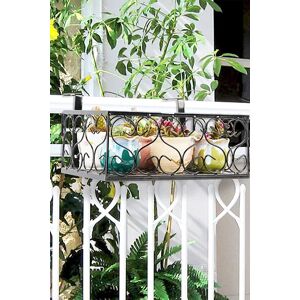 H&O Direct Black Hanging Railing Planter Flower Pot Holder Black H&O Direct Black Hanging Railing Planter Flower Pot Holder Black