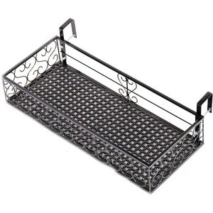 H&O Direct Fashion Hanging Railing Planter Open Structure Flower Pot Holder in Black Black H&O Direct Fashion Hanging Railing Planter Open Structure Flower Pot Holder in Black Black