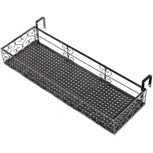 H&O Direct Hanging Railing Planter Flower Pot Holder For Home in Black Black H&O Direct Hanging Railing Planter Flower Pot Holder For Home in Black Black