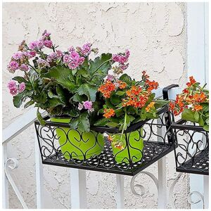 Living and Home 30Cm Hanging Railing Planter Flower Pot Holder in Black Black Living and Home 30Cm Hanging Railing Planter Flower Pot Holder in Black Black