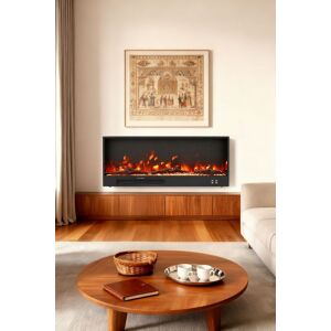 H&O Direct Wall-Mounted Recessed Electric Fireplace with Remote in Black Size: Double Black Double H&O Direct Wall-Mounted Recessed Electric Fireplace with Remote in Black Size: Double Black Double