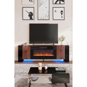 Living and Home Recessed Electric Fireplace TV Stand with Remote Control in Walnut Walnut Living and Home Recessed Electric Fireplace TV Stand with Remote Control in Walnut Walnut