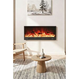 Living and Home Recessed Electric Fireplace with Remote Control in Black Black Living and Home Recessed Electric Fireplace with Remote Control in Black Black