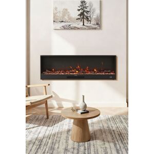 Living and Home 147cm/57.87inch Recessed Electric Fireplace with Remote Control in Black Black Living and Home 147cm/57.87inch Recessed Electric Fireplace with Remote Control in Black Black