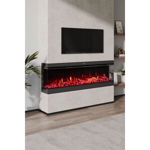 Living and Home 60inch 3 Side Electric Fireplace with Remote Control in Black Black Living and Home 60inch 3 Side Electric Fireplace with Remote Control in Black Black