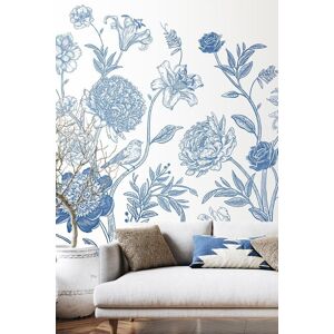 Origin Murals Jacobean Rose Trail Wall Mural in Blue Size: W350 cm x H280 cm Blue W350 cm x H280 cm Origin Murals Jacobean Rose Trail Wall Mural in Blue Size: W350 cm x H280 cm Blue W350 cm x H280 cm