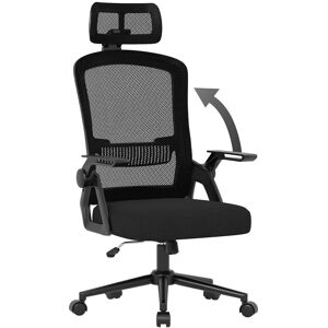 Rattantree Office Chair with Headrest, Flip-Up Arms in Black Black Rattantree Office Chair with Headrest, Flip-Up Arms in Black Black