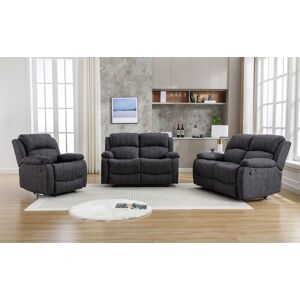 FURNITURE ONE Recliner Sofa Set, Manual Recliner Sofa Suite - 2+2+1 Seater Set in Dark Grey Size: 1 Pack Dark Grey 1 Pack FURNITURE ONE Recliner Sofa Set, Manual Recliner Sofa Suite - 2+2+1 Seater Set in Dark Grey Size: 1 Pack Dark Grey 1 Pack