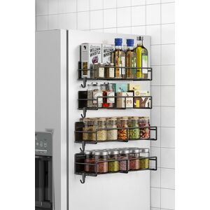 Living and Home 4PCS Magnetic Fridge Storage Shelf with Hooks Hanging Spice Rack in Black Black Living and Home 4PCS Magnetic Fridge Storage Shelf with Hooks Hanging Spice Rack in Black Black