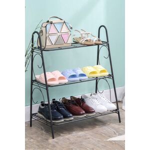 Living and Home 3 Tiers Metal Stable Shoes Rack Ladder Storage Shelf Flower Plant Pot Holder in Black Black Living and Home 3 Tiers Metal Stable Shoes Rack Ladder Storage Shelf Flower Plant Pot Holder in Black Black