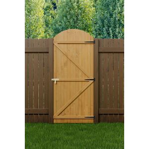 Living and Home Semi Braced Arch Top Strong Wooden Garden Gate 90cm W x 210cm H in Natural Size: 90 cm W x 210 cm H Natural 90 cm W x 210 cm H Living and Home Semi Braced Arch Top Strong Wooden Garden Gate 90cm W x 210cm H in Natural Size: 90 cm W x 210 cm H Natural 90 cm W x 210 cm H
