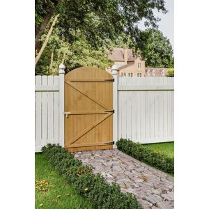 Living and Home 105cm W x 180cm H Arched Top Pine Garden Gate with 3 8" T-hinges and 1 Latch in Natural Size: 105 cm W x 180 cm H Natural 105 cm W x 180 cm H Living and Home 105cm W x 180cm H Arched Top Pine Garden Gate with 3 8" T-hinges and 1 Latch in Natural Size: 105 cm W x 180 cm H Natural 105 cm W x 180 cm H