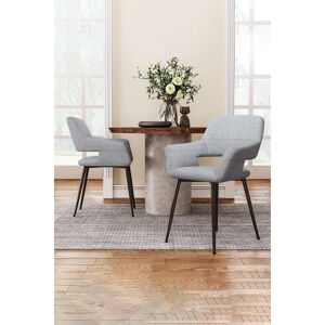 Living and Home 2Pcs Grey Linen Dining Chair with Metal Legs Grey Living and Home 2Pcs Grey Linen Dining Chair with Metal Legs Grey