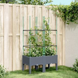 Berkfield Home Garden Planter with Trellis Blue Grey 80x40x142.5 cm PP Grey 80x40x142.5 cm Berkfield Home Garden Planter with Trellis Blue Grey 80x40x142.5 cm PP Grey 80x40x142.5 cm