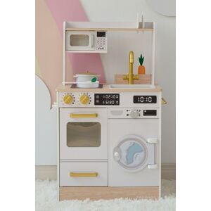 Teamson Kids Kids Wooden Play Kitchen Little Chef with Mini Garden & Washing Machine, White White Teamson Kids Kids Wooden Play Kitchen Little Chef with Mini Garden & Washing Machine, White White