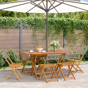 Berkfield Home Folding Garden Chairs 6 pcs Grey Poly Rattan & Solid Wood Grey Berkfield Home Folding Garden Chairs 6 pcs Grey Poly Rattan & Solid Wood Grey