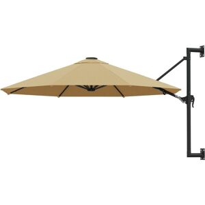 Berkfield Home Wall-Mounted Parasol with Metal Pole 300 cm Taupe in Beige Beige Berkfield Home Wall-Mounted Parasol with Metal Pole 300 cm Taupe in Beige Beige