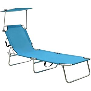 Berkfield Home Folding Sun Lounger with Canopy Blue Aluminium Blue Berkfield Home Folding Sun Lounger with Canopy Blue Aluminium Blue