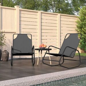 Berkfield Home Rocking Sun Loungers 2 pcs Grey Steel & Textilene Grey Berkfield Home Rocking Sun Loungers 2 pcs Grey Steel & Textilene Grey
