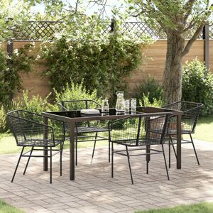 Berkfield Home Set of 3 Black PE rattan, powder-coated steel 2 Seater Durable Black Berkfield Home Set of 3 Black PE rattan, powder-coated steel 2 Seater Durable Black