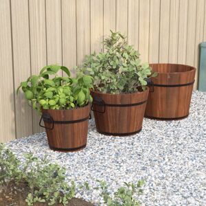 Berkfield Home 3 Piece Wooden Bucket Planter Set Solid Wood Fir in Brown Brown Berkfield Home 3 Piece Wooden Bucket Planter Set Solid Wood Fir in Brown Brown