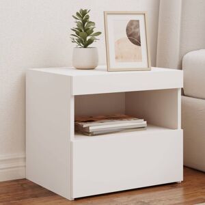 Berkfield Home Bedside Cabinet with LED Lights White 50x40x45 cm Size: 50 x 40 x 45 cm White 50 x 40 x 45 cm Berkfield Home Bedside Cabinet with LED Lights White 50x40x45 cm Size: 50 x 40 x 45 cm White 50 x 40 x 45 cm