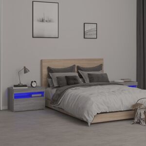 Berkfield Home Bedside Cabinets 2 pcs with LED Lights Grey Sonoma 60x35x40 cm Size: 60 x 35 x 40 cm Grey 60 x 35 x 40 cm Berkfield Home Bedside Cabinets 2 pcs with LED Lights Grey Sonoma 60x35x40 cm Size: 60 x 35 x 40 cm Grey 60 x 35 x 40 cm