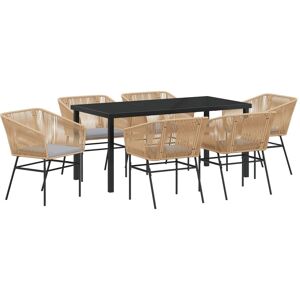 Berkfield Home 7 Piece Garden Dining Set with Cushions Brown Poly Rattan Multicolor Berkfield Home 7 Piece Garden Dining Set with Cushions Brown Poly Rattan Multicolor