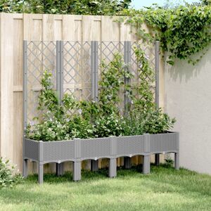 Berkfield Home Garden Planter with Trellis Light Grey 160x40x142 cm PP Size: 160 x 40 x 142 cm Grey 160 x 40 x 142 cm Berkfield Home Garden Planter with Trellis Light Grey 160x40x142 cm PP Size: 160 x 40 x 142 cm Grey 160 x 40 x 142 cm
