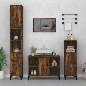 Berkfield Home Sink Cabinet Smoked Oak 80x33x60 cm Engineered Wood in Brown Size: 80 x 33 x 60 cm Brown 80 x 33 x 60 cm Berkfield Home Sink Cabinet Smoked Oak 80x33x60 cm Engineered Wood in Brown Size: 80 x 33 x 60 cm Brown 80 x 33 x 60 cm