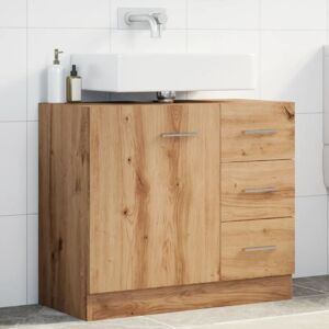 Berkfield Home Sink Cabinet Artisian Oak 63x30x54 cm Engineered Wood in Brown Size: 63 x 30 x 54 cm Brown 63 x 30 x 54 cm Berkfield Home Sink Cabinet Artisian Oak 63x30x54 cm Engineered Wood in Brown Size: 63 x 30 x 54 cm Brown 63 x 30 x 54 cm