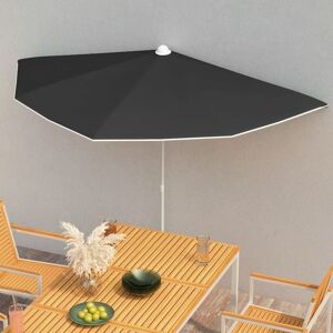Berkfield Home Garden Half Parasol with Pole 180x90 cm Black Black 180x90 cm Berkfield Home Garden Half Parasol with Pole 180x90 cm Black Black 180x90 cm
