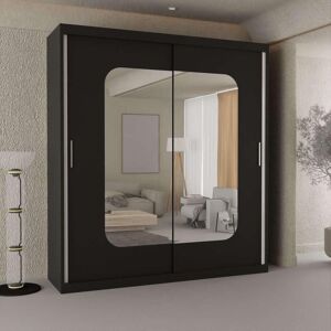 Sliding Wardrobes 4U Merikan Sliding Double Mirror Door Wardrobe 203cm X 217cm in Black Size: 203 cm X 217 cm Black 203 cm X 217 cm Sliding Wardrobes 4U Merikan Sliding Double Mirror Door Wardrobe 203cm X 217cm in Black Size: 203 cm X 217 cm Black 203 cm X 217 cm
