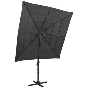 Berkfield Home 4-Tier Parasol with Aluminium Pole Anthracite 250x250 cm in Black Black 250x250 cm Berkfield Home 4-Tier Parasol with Aluminium Pole Anthracite 250x250 cm in Black Black 250x250 cm