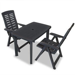 Berkfield Home 3 Piece Bistro Set Plastic Anthracite in Black Black Berkfield Home 3 Piece Bistro Set Plastic Anthracite in Black Black