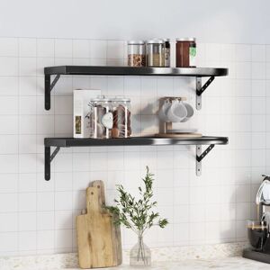 Berkfield Home Wall Shelves 2 pcs 75x23.5 cm Black Stainless Steel Black 75x23.5 cm Berkfield Home Wall Shelves 2 pcs 75x23.5 cm Black Stainless Steel Black 75x23.5 cm
