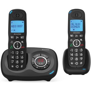Alcatel XL595 Cordless Phone with Answering Machine, Twin Pack, Black Black Alcatel XL595 Cordless Phone with Answering Machine, Twin Pack, Black Black