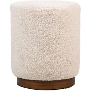 Nordlys Brown Wooden Base Living Room Pouf in White White Nordlys Brown Wooden Base Living Room Pouf in White White