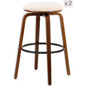 Nordlys Set of 2 Industrial Metal Wood Bar Stools in White White Nordlys Set of 2 Industrial Metal Wood Bar Stools in White White