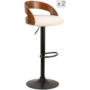 Nordlys Set of 2 Industrial Metal Wood Bar Stools in White White Nordlys Set of 2 Industrial Metal Wood Bar Stools in White White