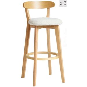 Nordlys Set of 2 Scandinavian Solid Wood Bar Stools in White White Nordlys Set of 2 Scandinavian Solid Wood Bar Stools in White White