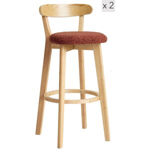 Nordlys Set of 2 Scandinavian Solid Wood Bar Stools in Red Red Nordlys Set of 2 Scandinavian Solid Wood Bar Stools in Red Red