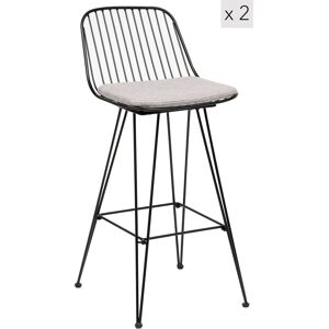 Nordlys Set of 2 Industrial Metal Bar Stools in Grey Grey Nordlys Set of 2 Industrial Metal Bar Stools in Grey Grey