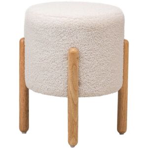 Nordlys Brown Wooden Base Living Room Pouf in White White Nordlys Brown Wooden Base Living Room Pouf in White White