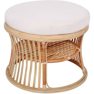 Nordlys Wicker & Fabric End Table Pouf for Living Room in Beige Beige Nordlys Wicker & Fabric End Table Pouf for Living Room in Beige Beige