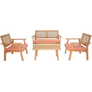 Nordlys Garden Lounge in Rattan & Wood in Pink Pink Nordlys Garden Lounge in Rattan & Wood in Pink Pink